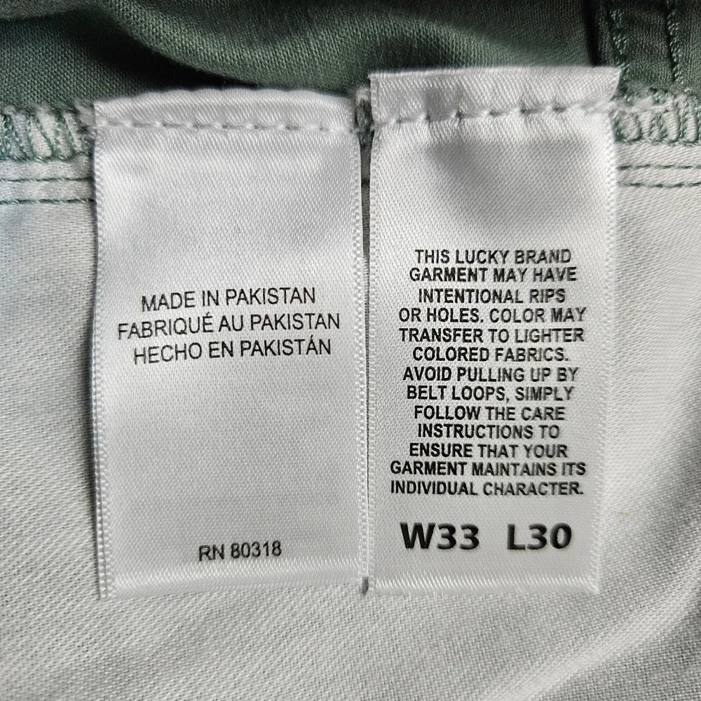 $99 Lucky Brand 410 Athletic Straight Pants Mens 33x30  Green Advanced Stretch